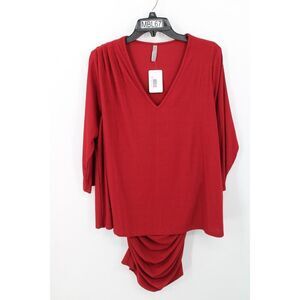 Last Tango Long Sleeve Miracle Dress Deep Red Women's Size XL Ribbed Body NWT